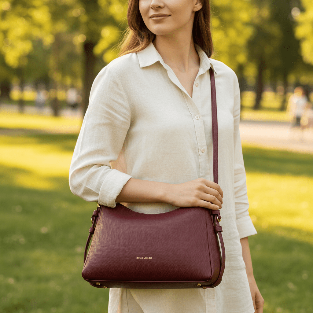 Elegantna Bordo Torba Preko Ramena – Ženske Torbe – Univerzalna Bordo – slika 5