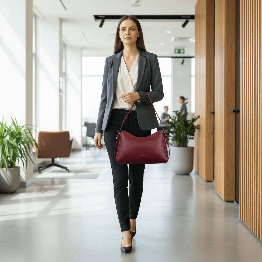 Elegantna Bordo Torba Preko Ramena – Ženske Torbe – Univerzalna Bordo – slika 4