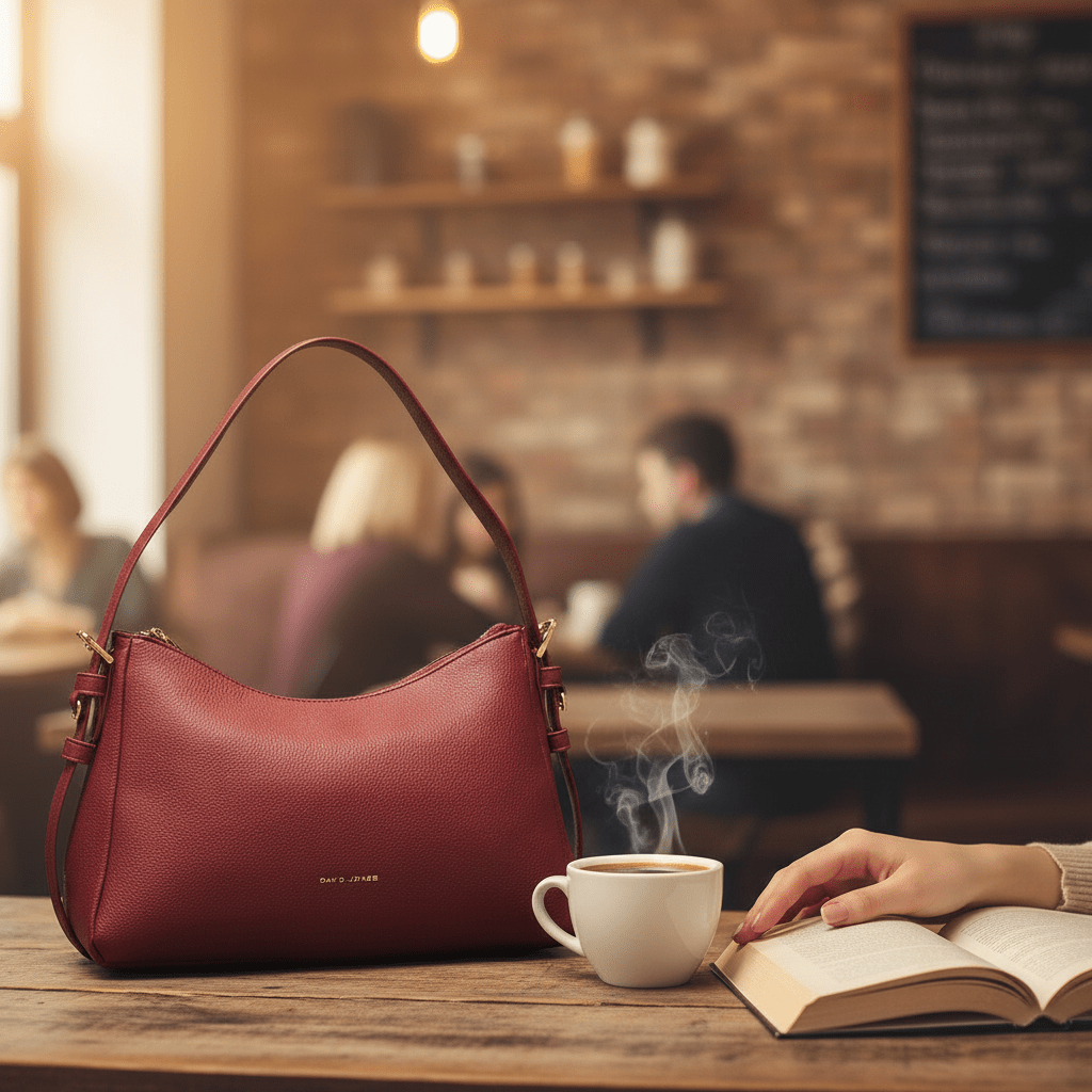 Elegantna Bordo Torba Preko Ramena – Ženske Torbe – Univerzalna Bordo – slika 3