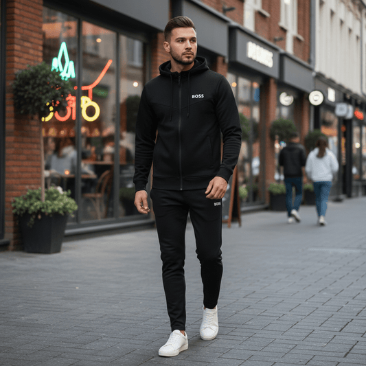Elegantna Crna Muška Trenerka Komplet – Muške Trenerke – S Crna – slika 1