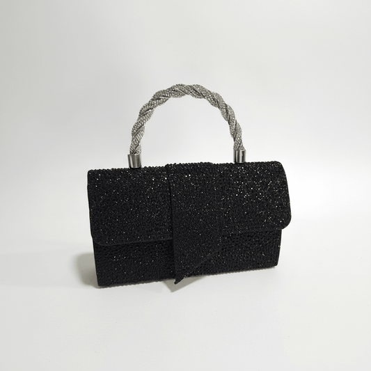 Elegantna Crna Svjetlucava Klatch Torbica – Ženske torbe – Crna – slika 1