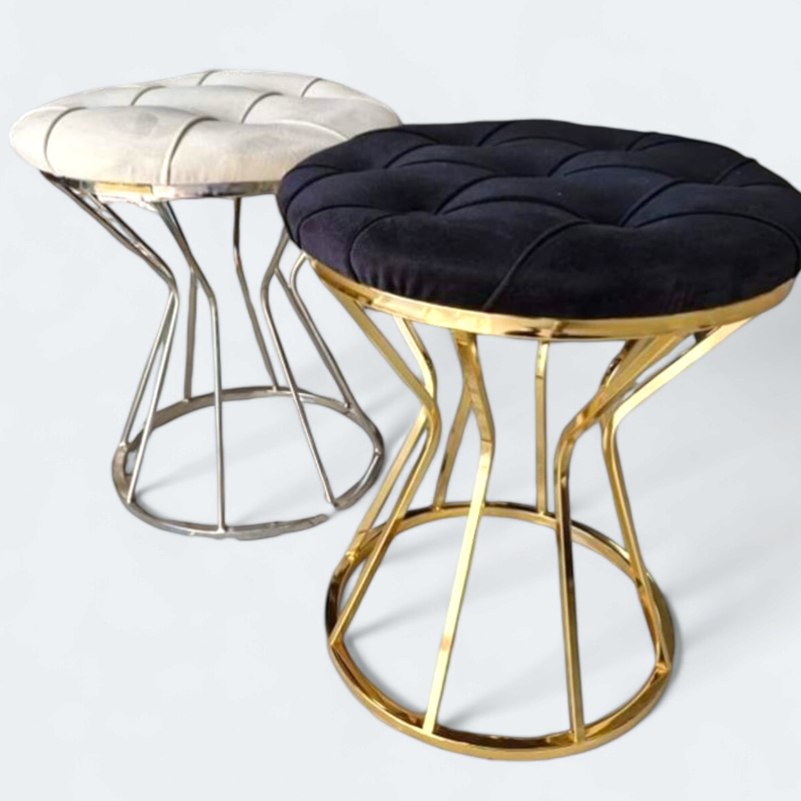Elegantna Metalna Stolica/Tabure – – Crna – slika 2