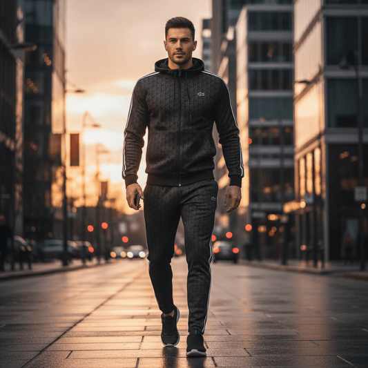 Elegantna Muška Trenerka – Trenerke – S Tamno siva s uzorkom – slika 1