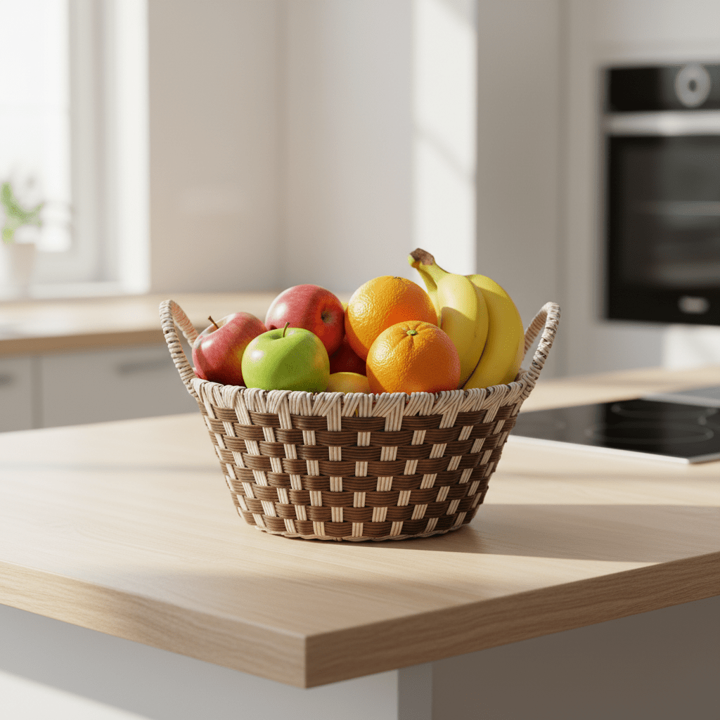 Elegantna Pletena Korpa za Voće 31x24x12cm – Kućni dekor – Univerzalna Dvobojna – slika 2