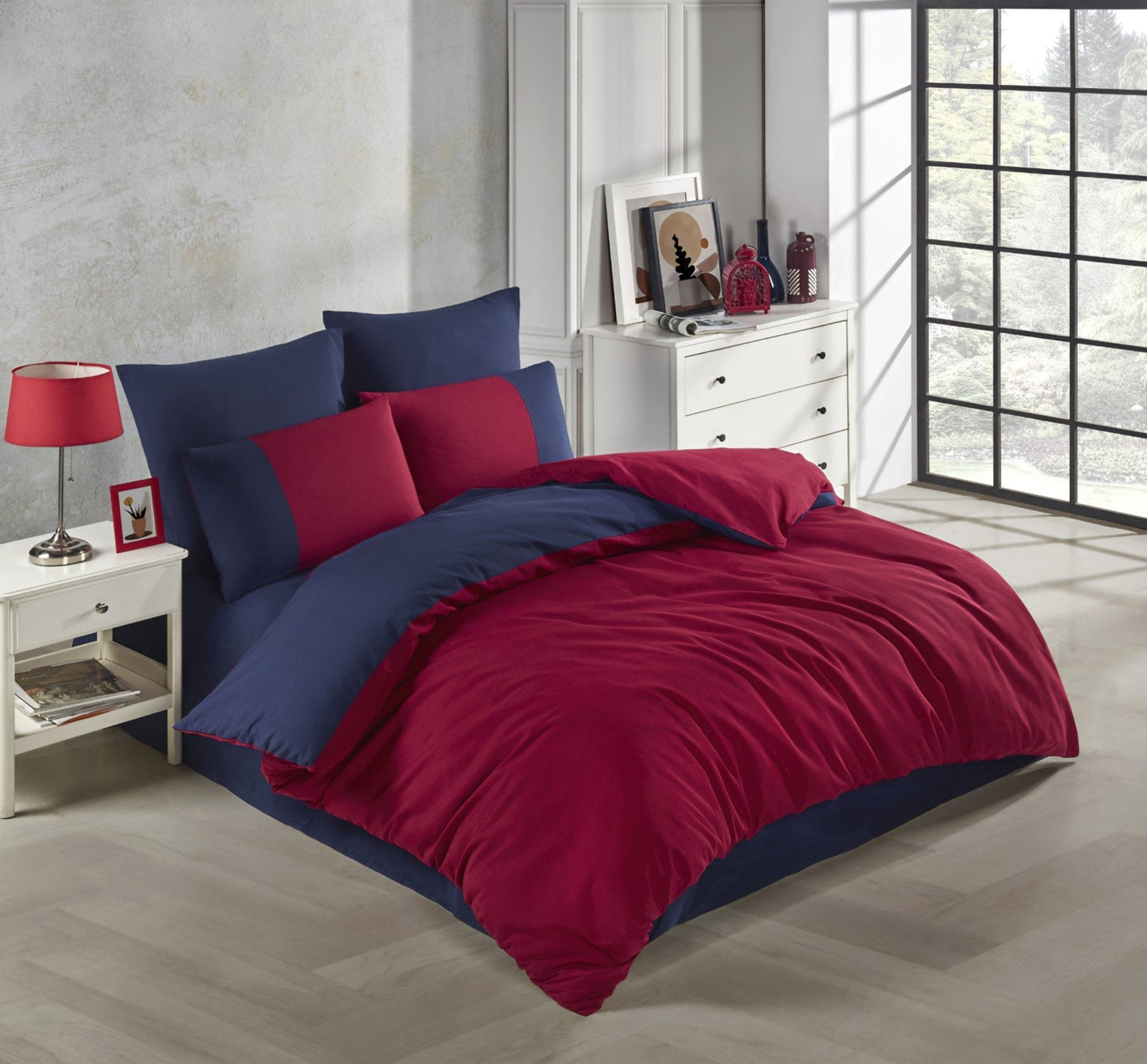 Elegantna Posteljina Comfort Series – – Burgundi - Tamno Plava – slika 6