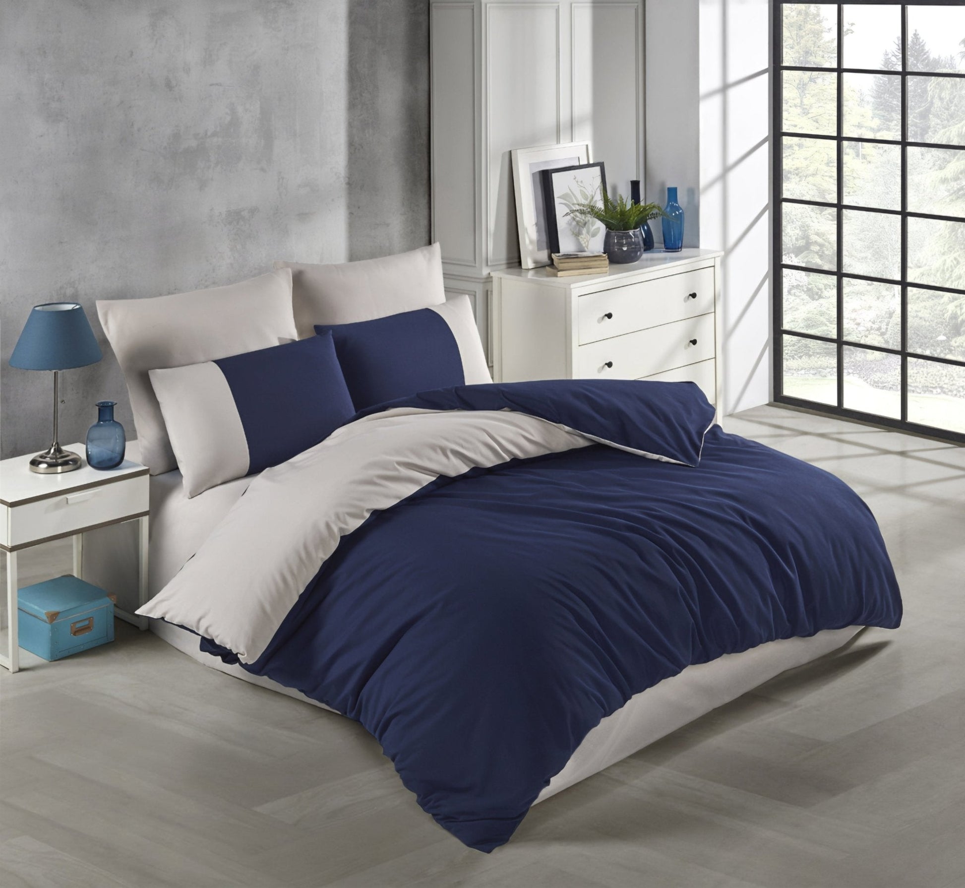 Elegantna Posteljina Comfort Series – – Krem - Tamno Plava – slika 4