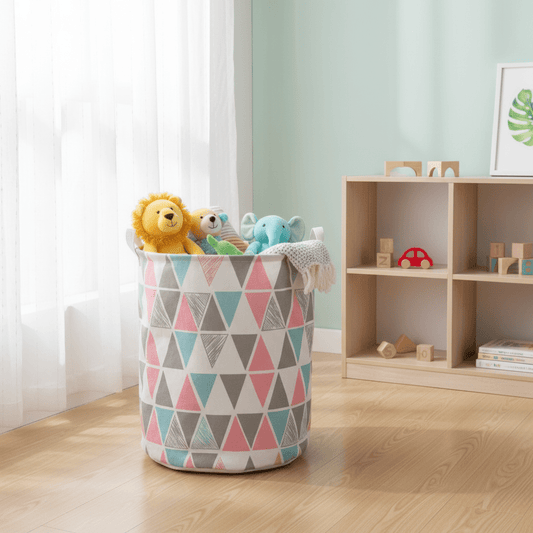 Elegantna Sklopiva Korpa za Veš - 40x50 cm – Organizacija doma – Geometrijski trokuti – slika 2