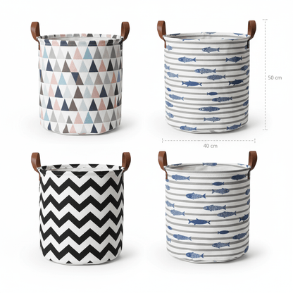 Elegantna Sklopiva Korpa za Veš - 40x50 cm – Organizacija doma – Geometrijski trokuti – slika 1