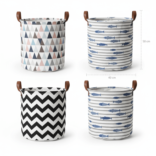 Elegantna Sklopiva Korpa za Veš - 40x50 cm – Organizacija doma – Geometrijski trokuti – slika 1