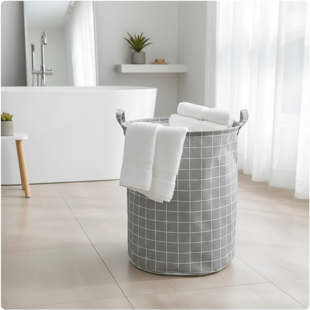 Elegantna Sklopiva Korpa za Veš – Organizacija doma – Siva mreža 40x40x50 cm – slika 2