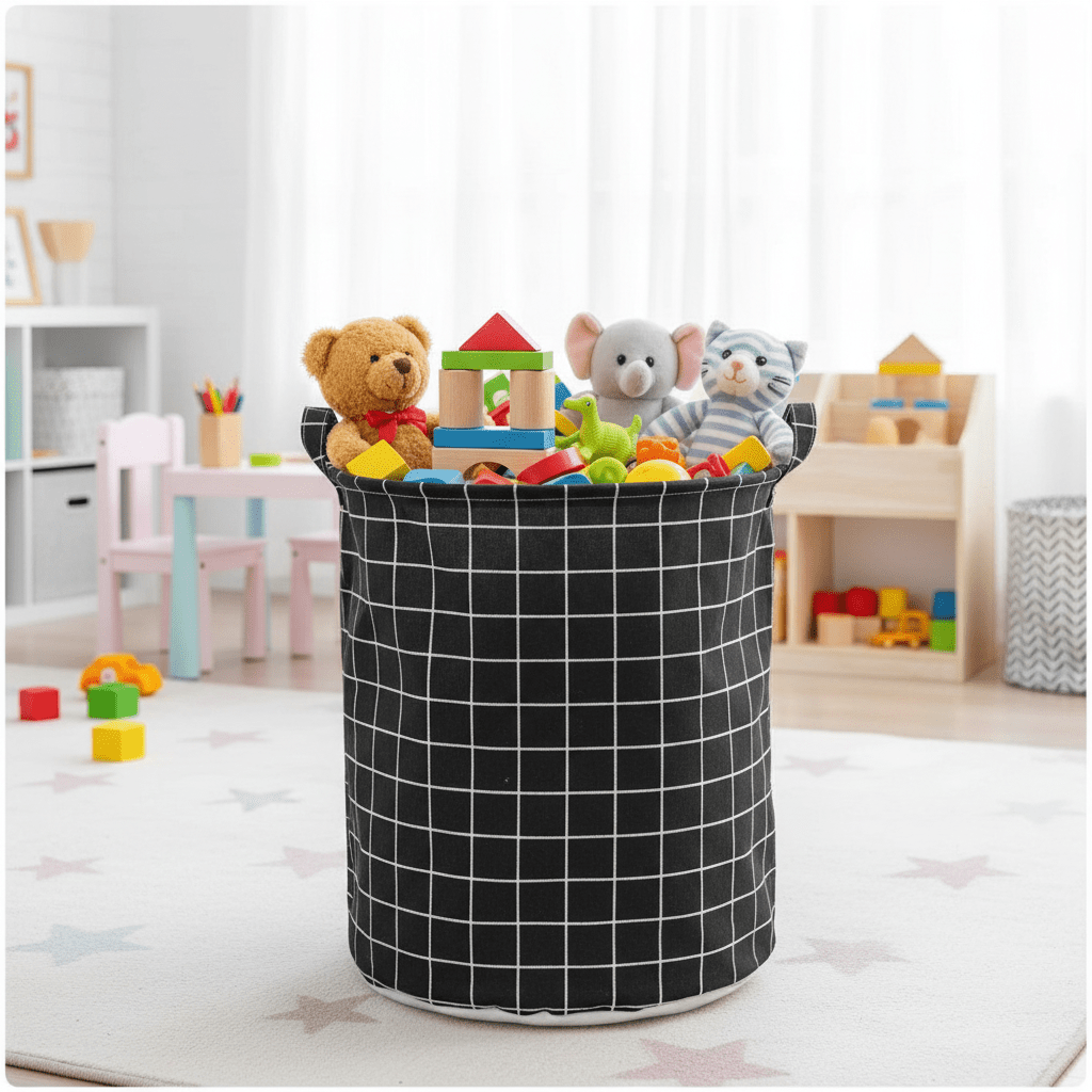 Elegantna Sklopiva Korpa za Veš – Organizacija doma – Crna mreža 40x40x50 cm – slika 3