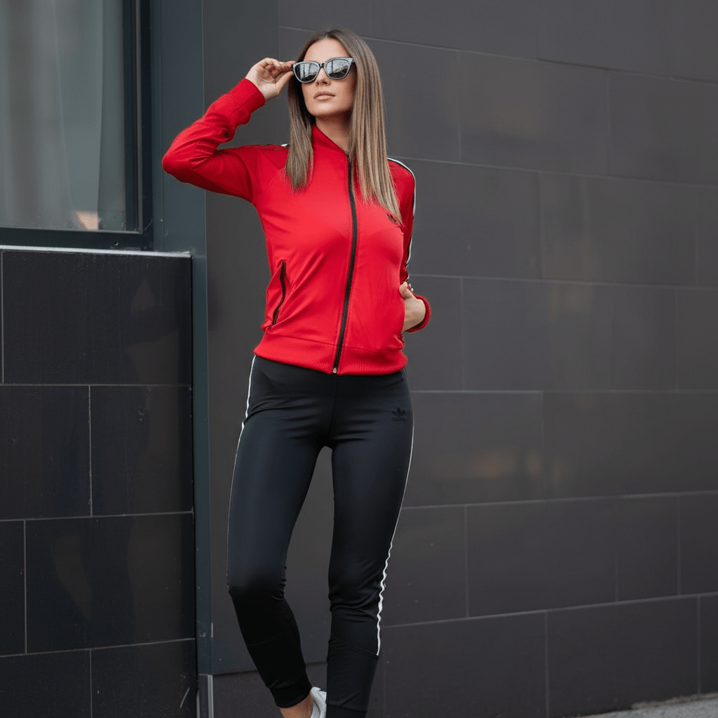 Elegantna Sportska Trenerka Set - Crveno/Crna – Trenerke – M Crveno - Crna – slika 4
