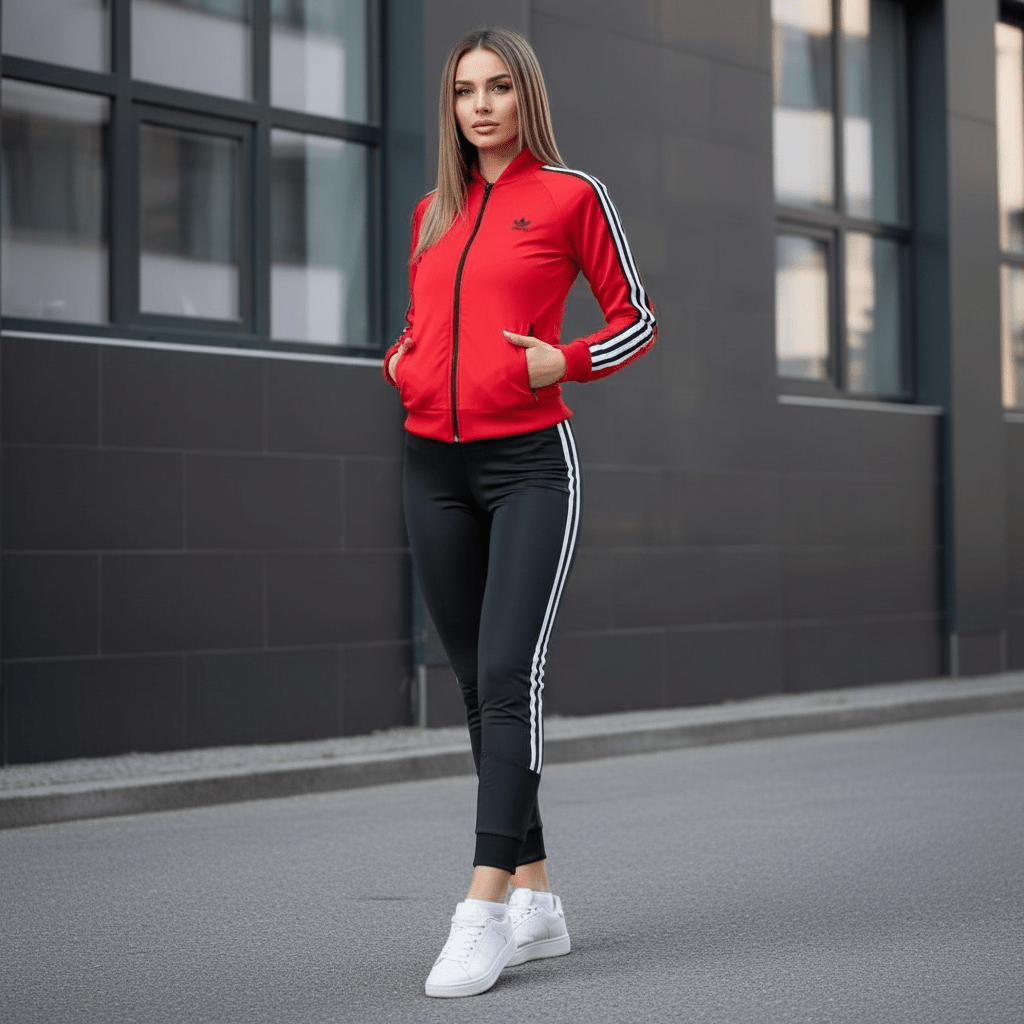 Elegantna Sportska Trenerka Set - Crveno/Crna – Trenerke – M Crveno - Crna – slika 1