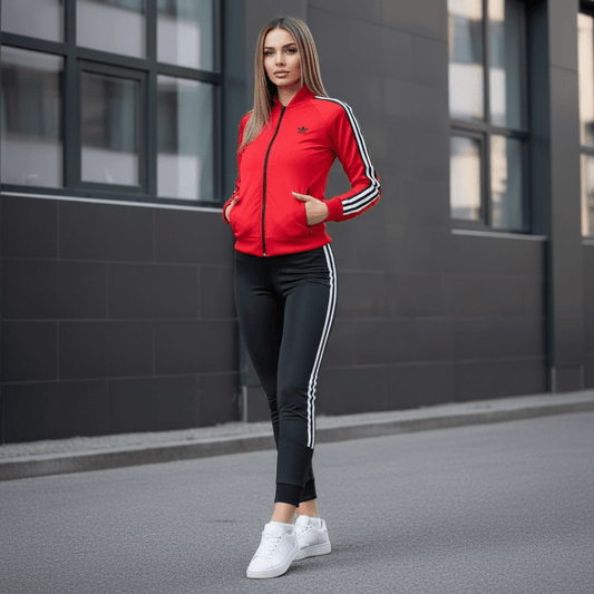 Elegantna Sportska Trenerka Set - Crveno/Crna – Trenerke – M Crveno - Crna – slika 1