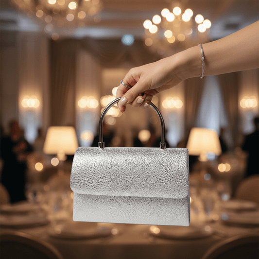 Elegantna Srebrna Clutch Torbica s Metalnom Ručkom – Modni Dodaci – Srebrna Univerzalna – slika 2