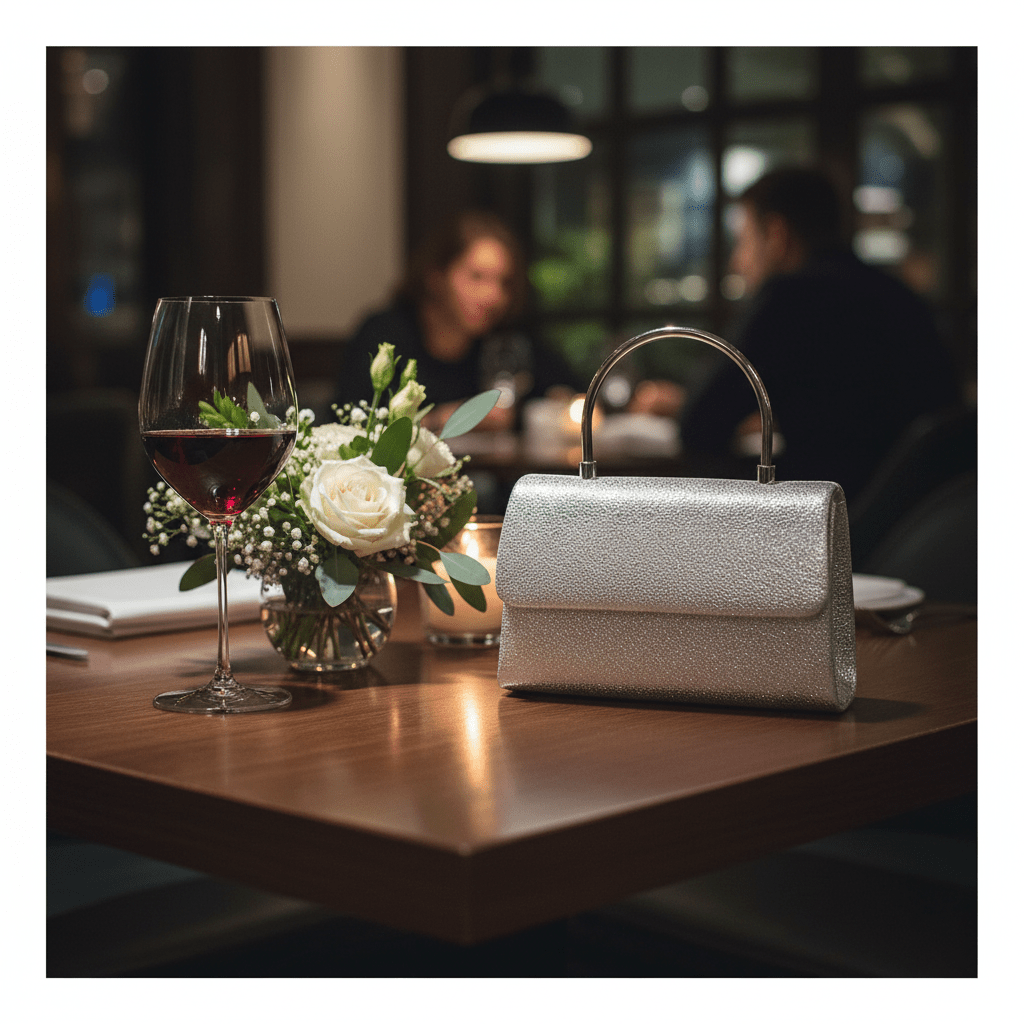 Elegantna Srebrna Clutch Torbica s Metalnom Ručkom – Modni Dodaci – Srebrna Univerzalna – slika 3