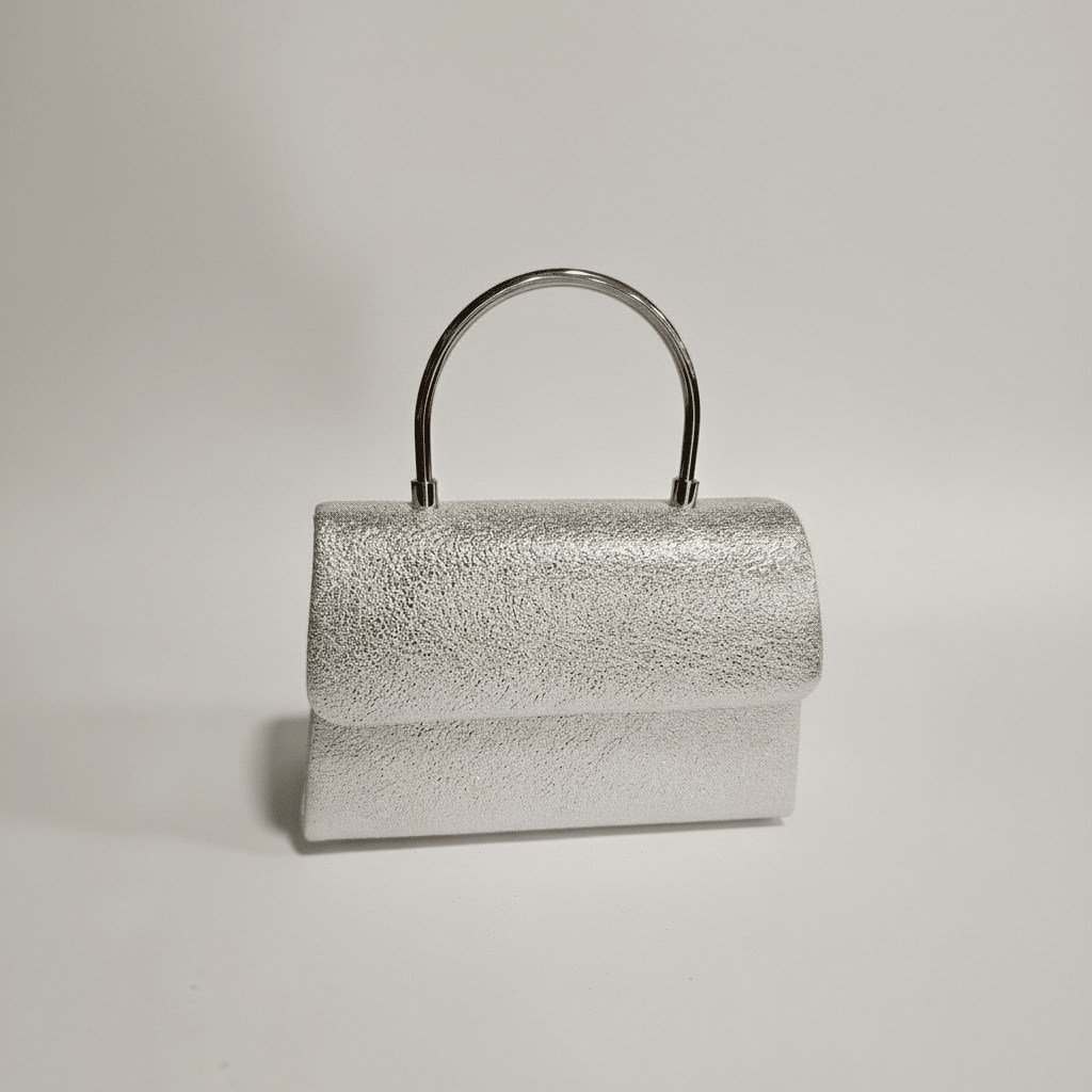 Elegantna Srebrna Clutch Torbica s Metalnom Ručkom – Modni Dodaci – Srebrna Univerzalna – slika 1