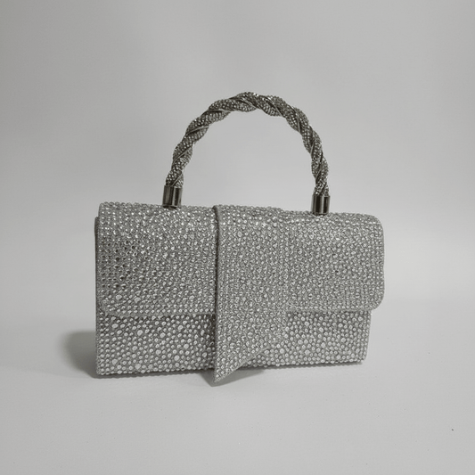 Elegantna Srebrna Pismo Torba sa Kristalima – Torbe – Srebrna Univerzalna – slika 1