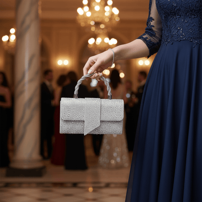Elegantna Srebrna Pismo Torba sa Kristalima – Torbe – Srebrna Univerzalna – slika 2
