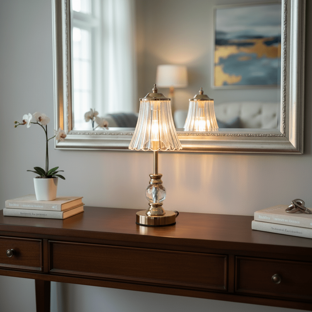 Elegantna Stolna Lampa s Kristalnim Detaljima – Rasvjeta – Zlatna/Prozirna – slika 3