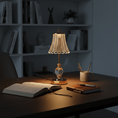 Elegantna Stolna Lampa s Kristalnim Detaljima – Rasvjeta – Zlatna/Prozirna – slika 4