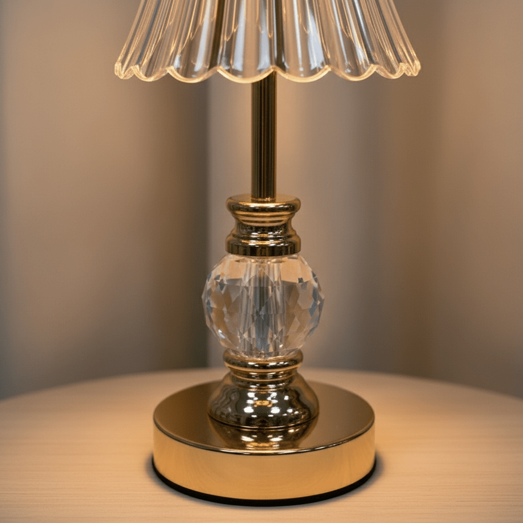 Elegantna Stolna Lampa s Kristalnim Detaljima – Rasvjeta – Zlatna/Prozirna – slika 5