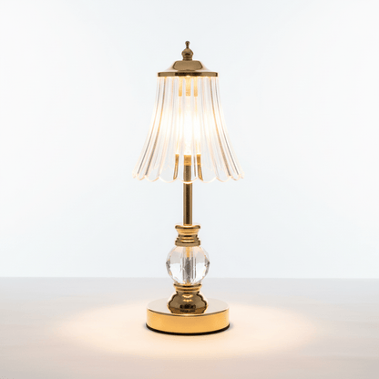 Elegantna Stolna Lampa s Kristalnim Detaljima – Rasvjeta – Zlatna/Prozirna – slika 1