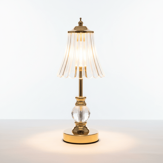 Elegantna Stolna Lampa s Kristalnim Detaljima – Rasvjeta – Zlatna/Prozirna – slika 1