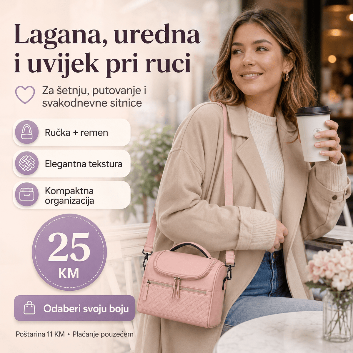 Elegantna Višenamjenska Torba 014 – Praktična Torba za Posao, Putovanje, Kozmetiku i Svakodnevne Potrepštine – Torbe i ruksaci – Mint zelena – slika 7