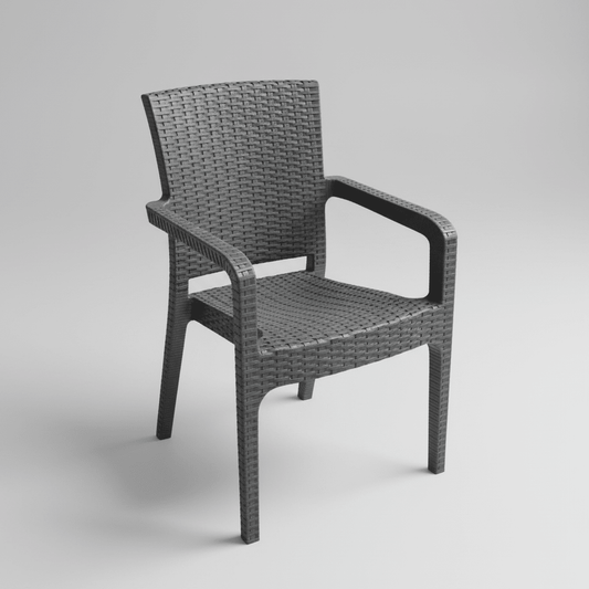 Elegantna Vrtna Stolica Ratan Izgled - Antracit Siva – Vrtni namještaj – Antracit Siva – slika 1