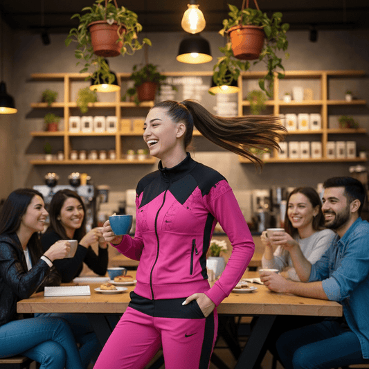 Elegantna Ženska Sportska Trenerka Set – Trenerke – M Fuchsia/Crna – slika 2