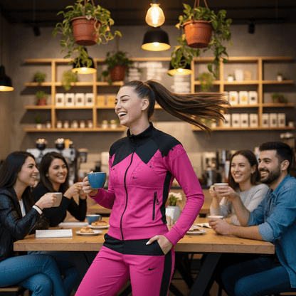 Elegantna Ženska Sportska Trenerka Set – Trenerke – M Fuchsia/Crna – slika 2