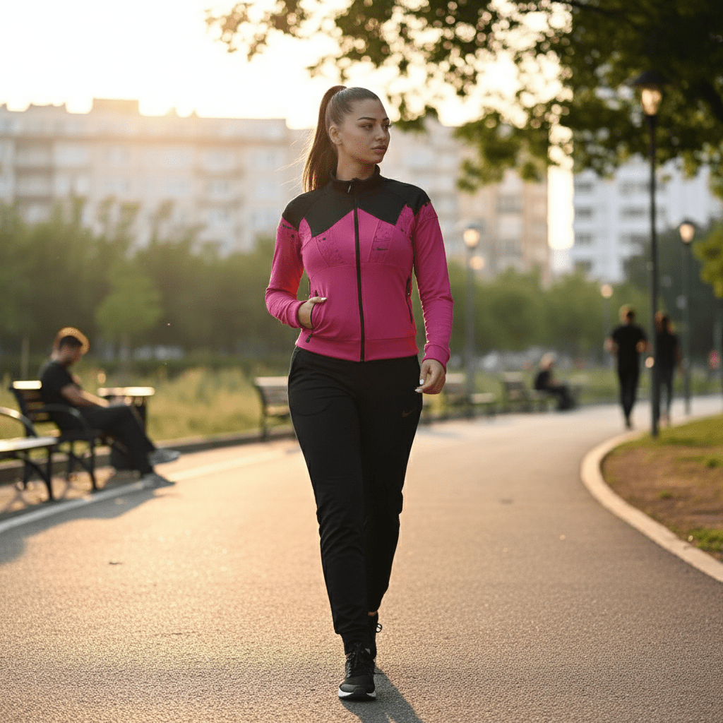 Elegantna Ženska Sportska Trenerka Set – Trenerke – M Fuchsia/Crna – slika 1