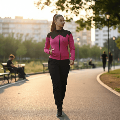 Elegantna Ženska Sportska Trenerka Set – Trenerke – M Fuchsia/Crna – slika 1