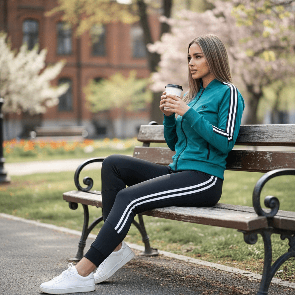 Elegantna Ženska Sportska Trenirka – Sportska odjeća – M Tirkizna/Crna – slika 1