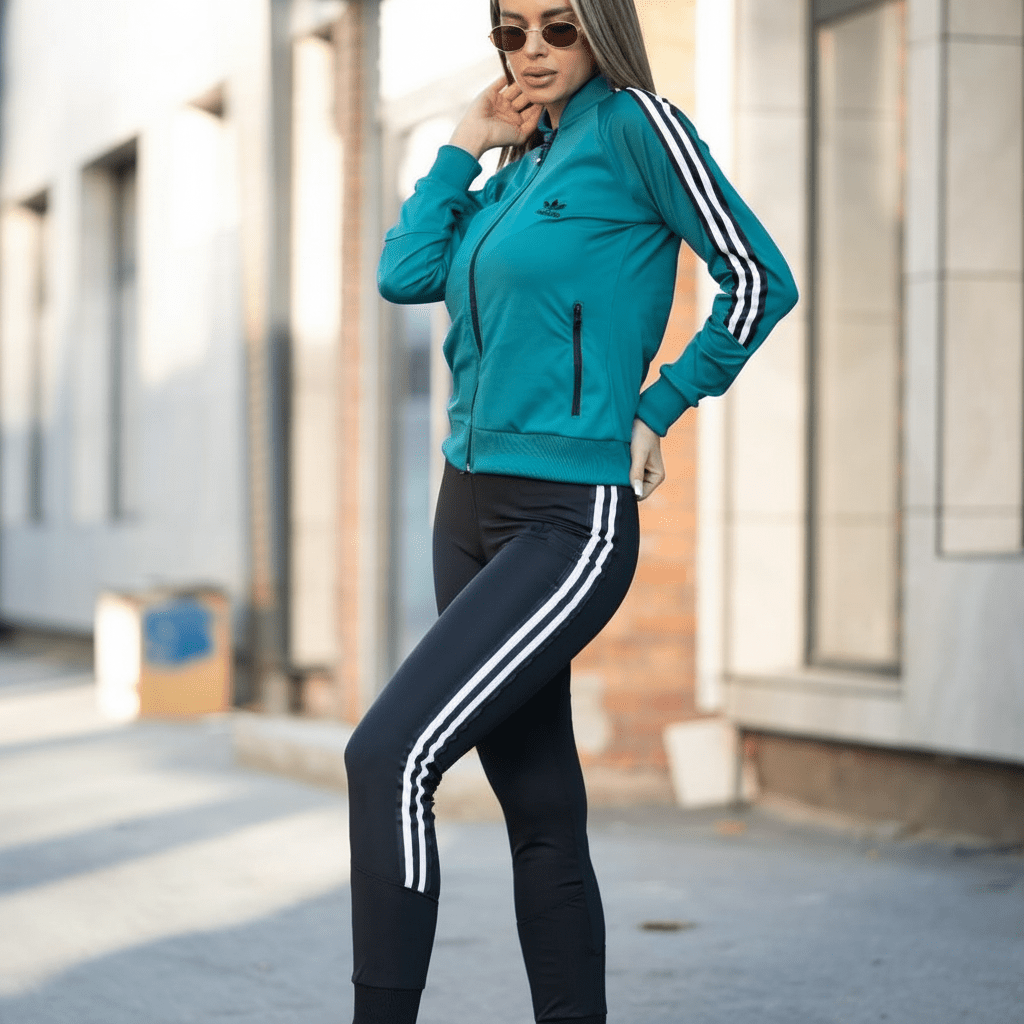 Elegantna Ženska Sportska Trenirka – Sportska odjeća – M Tirkizna/Crna – slika 4