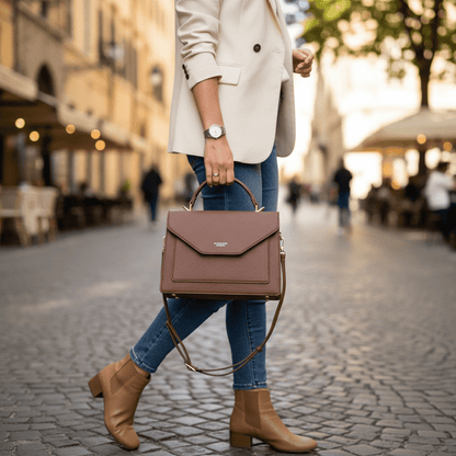 Elegantna Ženska Torba DIANA&CO FIRENZE s Remenom – Ženske torbe – Univerzalna Taupe Smeđa – slika 2