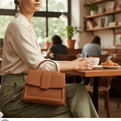 Elegantna Ženska Torba GIANNA & CO. Firenze – Ženske Torbe – Konjak Smeđa Univerzalna – slika 4