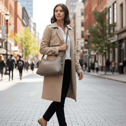 Elegantna Ženska Torba Preko Ramena – Ženske Torbe – Taupe – slika 2