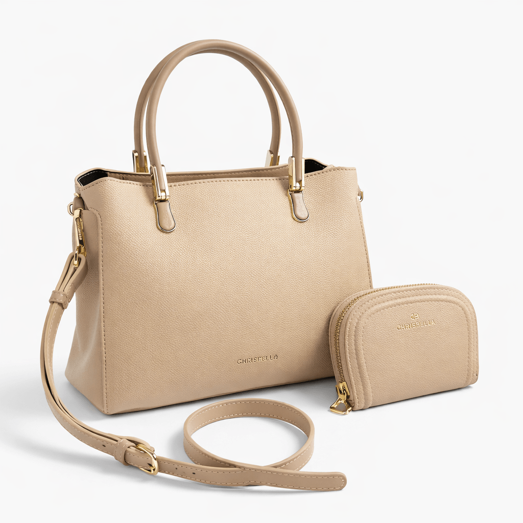 Elegantna Ženska Torba Set 2u1 s Novčanikom – – Bež – slika 3