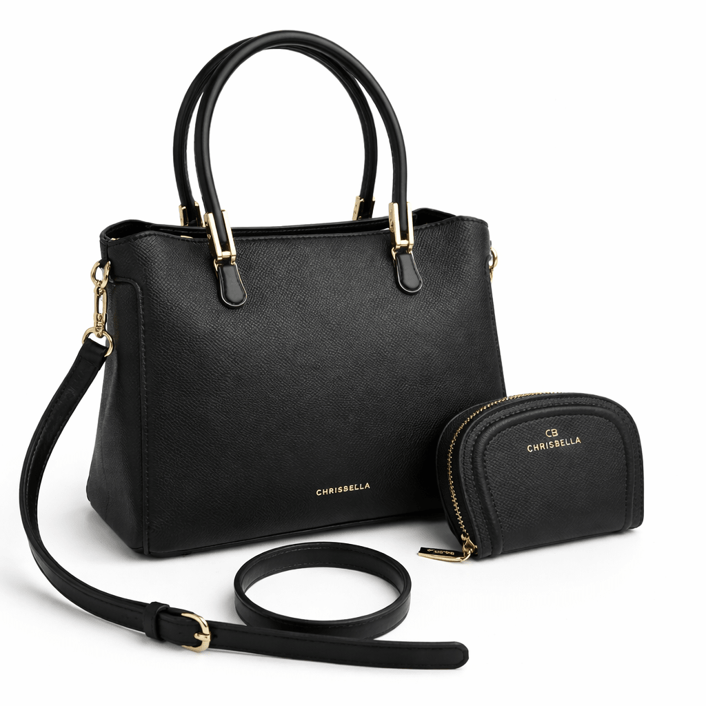 Elegantna Ženska Torba Set 2u1 s Novčanikom – – Crna – slika 1