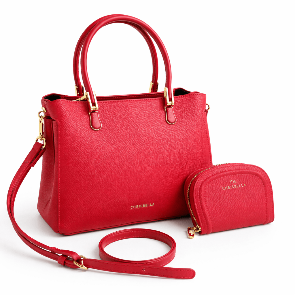 Elegantna Ženska Torba Set 2u1 s Novčanikom – – Crvena – slika 2