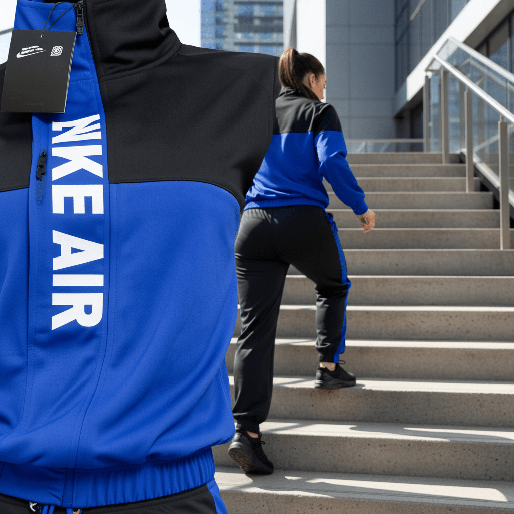 Elegantna Ženska Trenirka Dvodijelni Set – Trenirke – S Crno - plava – slika 5