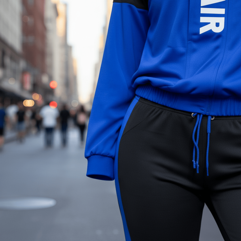 Elegantna Ženska Trenirka Dvodijelni Set – Trenirke – S Crno - plava – slika 3