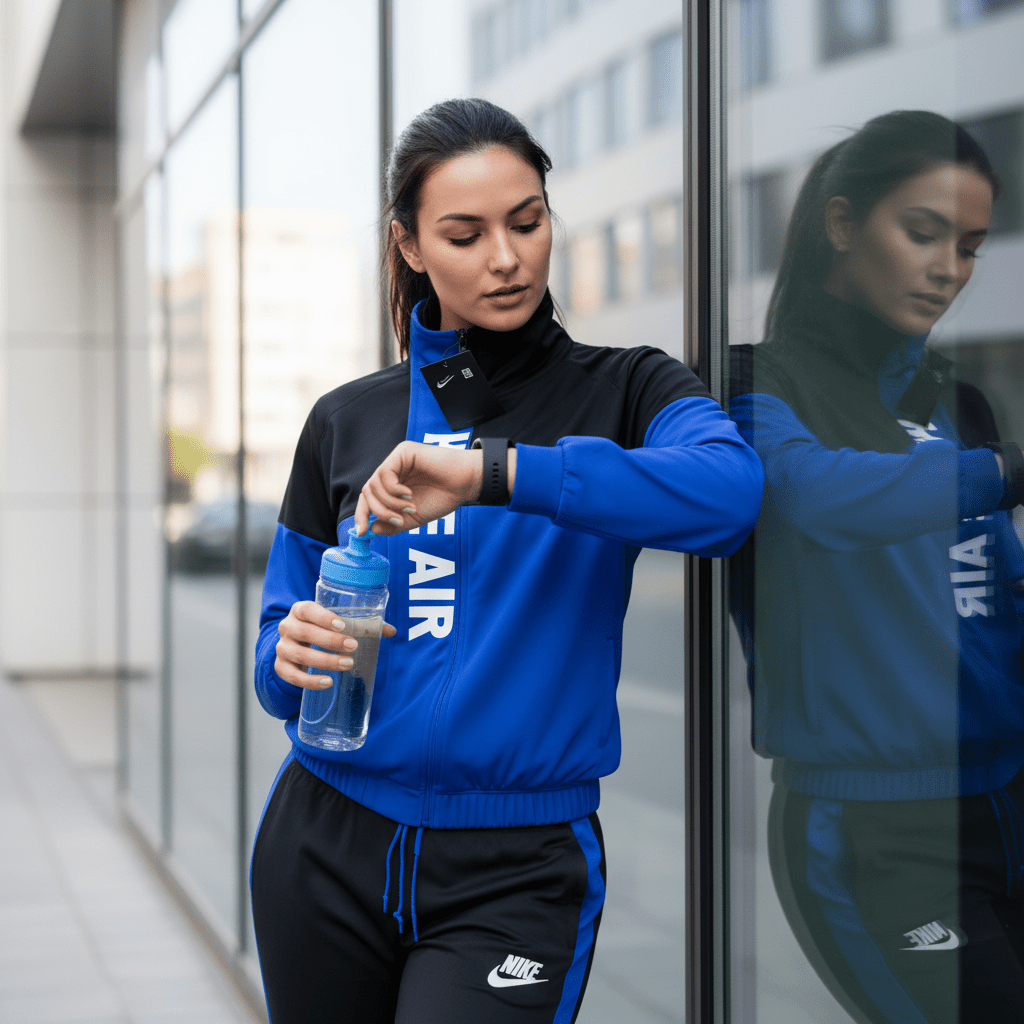 Elegantna Ženska Trenirka Dvodijelni Set – Trenirke – S Crno - plava – slika 1