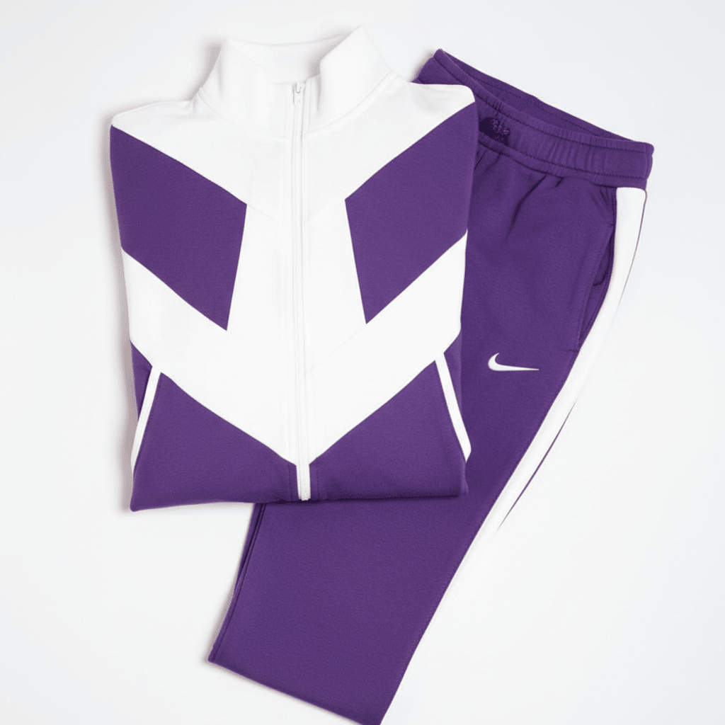 Elegantna Ženska Trenirka u Ljubičasto - Bijeloj Kombinaciji – Ženske Trenirke – S Ljubičasta – slika 6