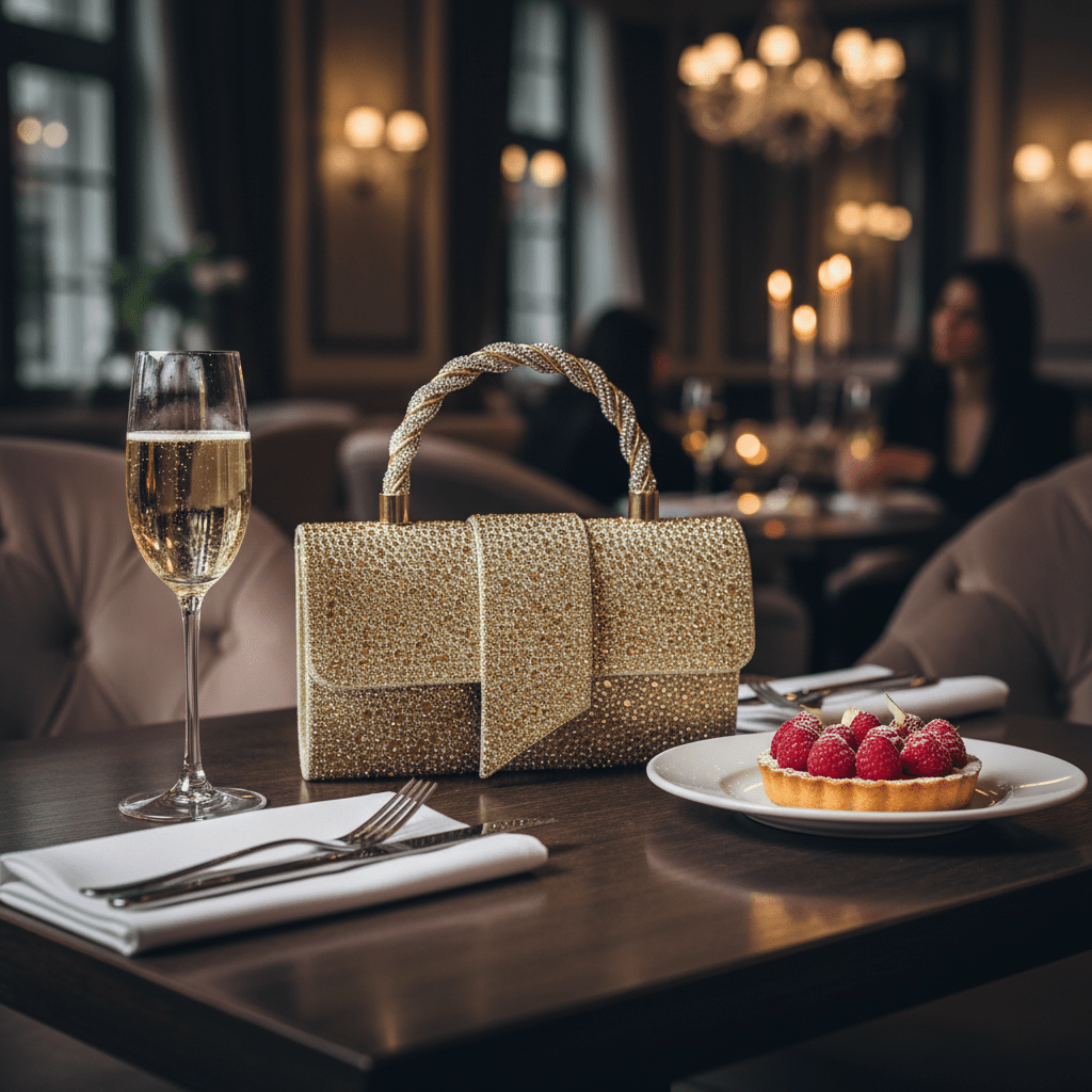 Elegantna Zlatna Clutch Torbica sa Cirkonima – Torbe – Zlatna Univerzalna – slika 3