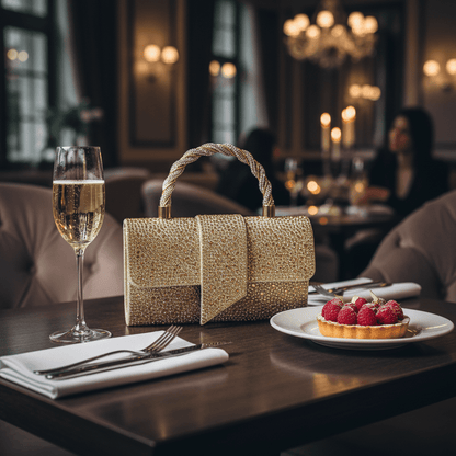 Elegantna Zlatna Clutch Torbica sa Cirkonima – Torbe – Zlatna Univerzalna – slika 3