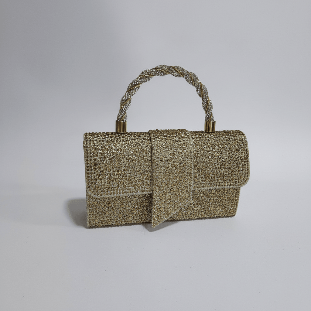 Elegantna Zlatna Clutch Torbica sa Cirkonima – Torbe – Zlatna Univerzalna – slika 1