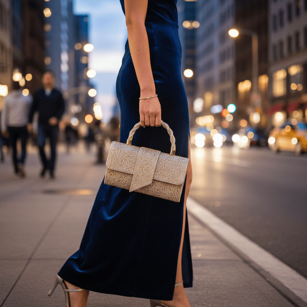 Elegantna Zlatna Clutch Torbica sa Cirkonima – Torbe – Zlatna Univerzalna – slika 5